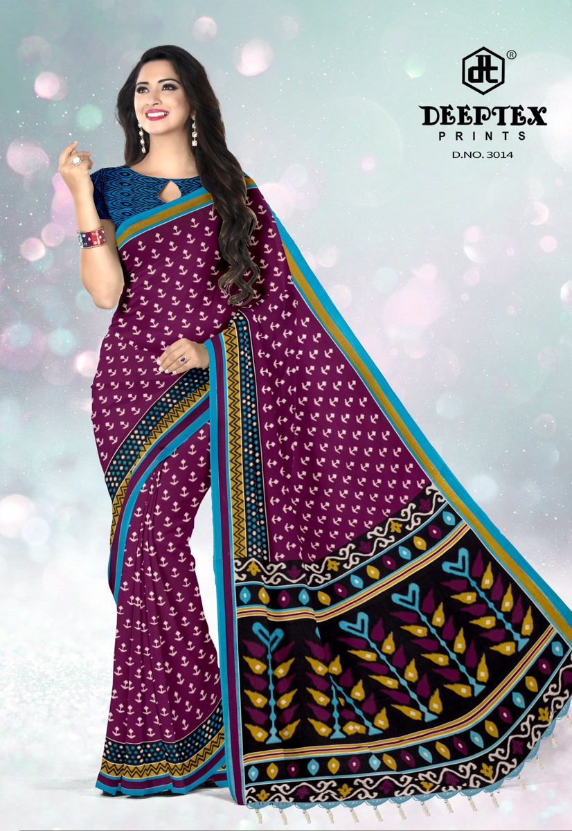 Deeptex Presents Ikkat Special 3 Pure Cotton Printed Saree