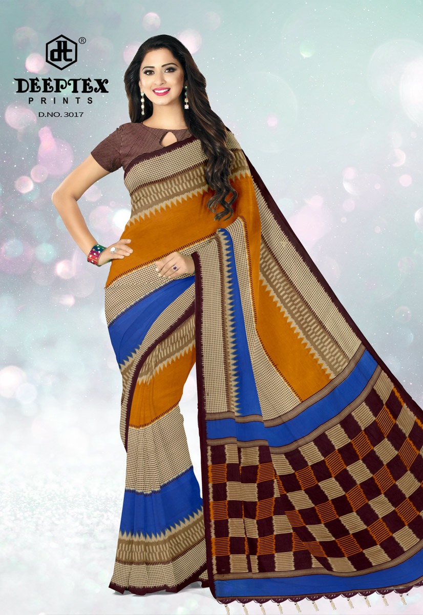 Deeptex Presents Ikkat Special 3 Pure Cotton Printed Saree