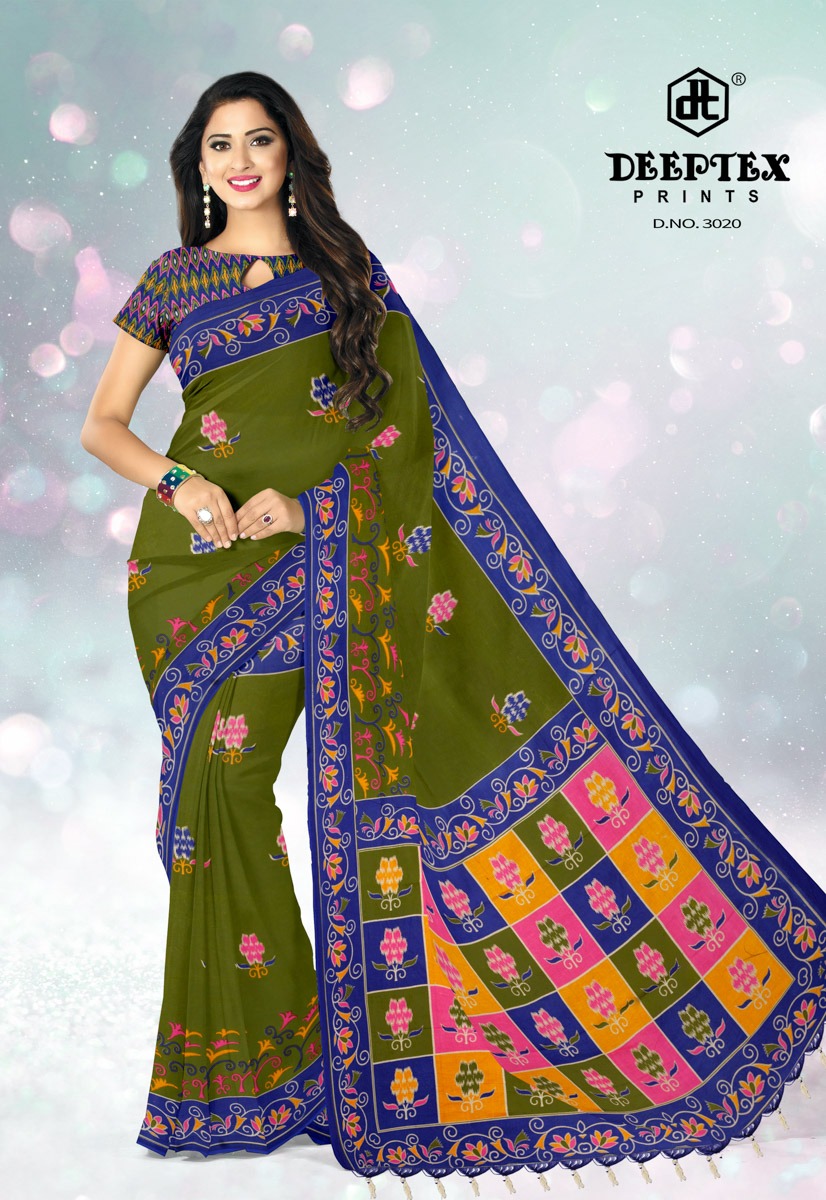 Deeptex Presents Ikkat Special 3 Pure Cotton Printed Saree