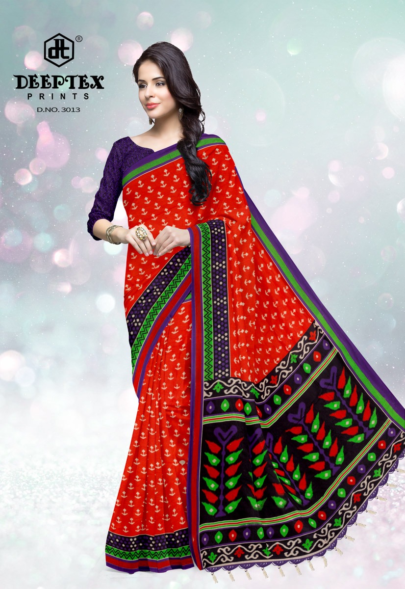 Deeptex Presents Ikkat Special 3 Pure Cotton Printed Saree