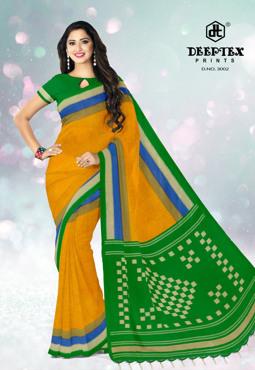 Deeptex Presents Ikkat Special 3 Pure Cotton Printed Saree