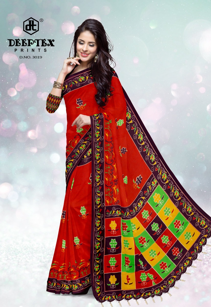 Deeptex Presents Ikkat Special 3 Pure Cotton Printed Saree