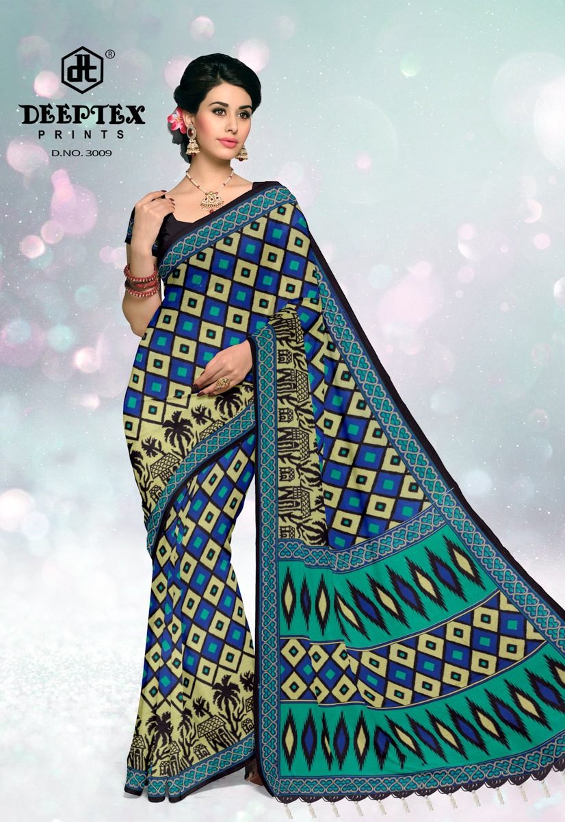Deeptex Presents Ikkat Special 3 Pure Cotton Printed Saree
