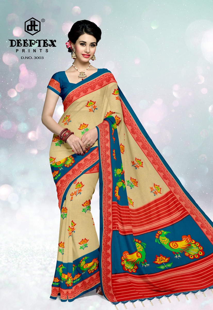 Deeptex Presents Ikkat Special 3 Pure Cotton Printed Saree