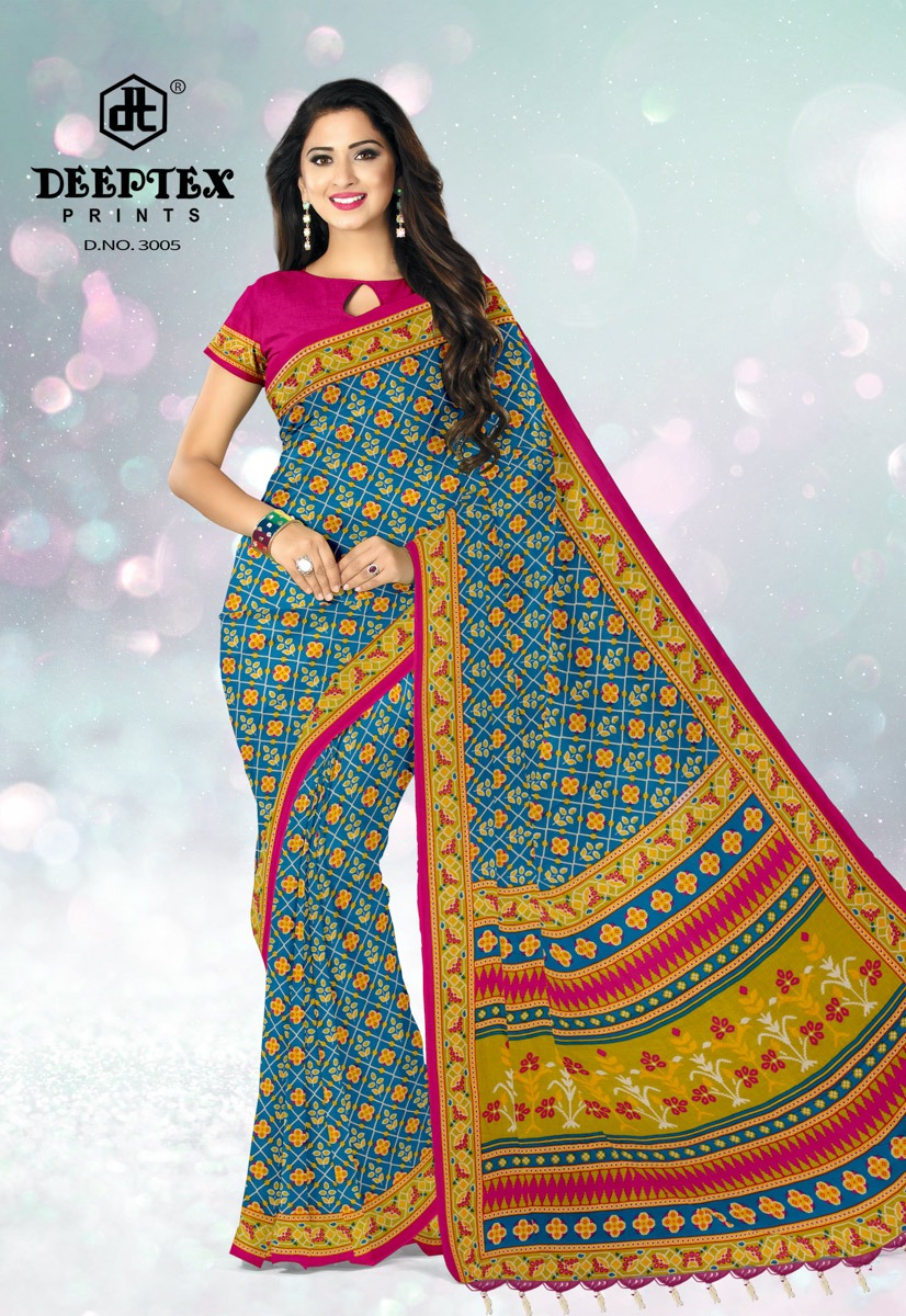 Deeptex Presents Ikkat Special 3 Pure Cotton Printed Saree