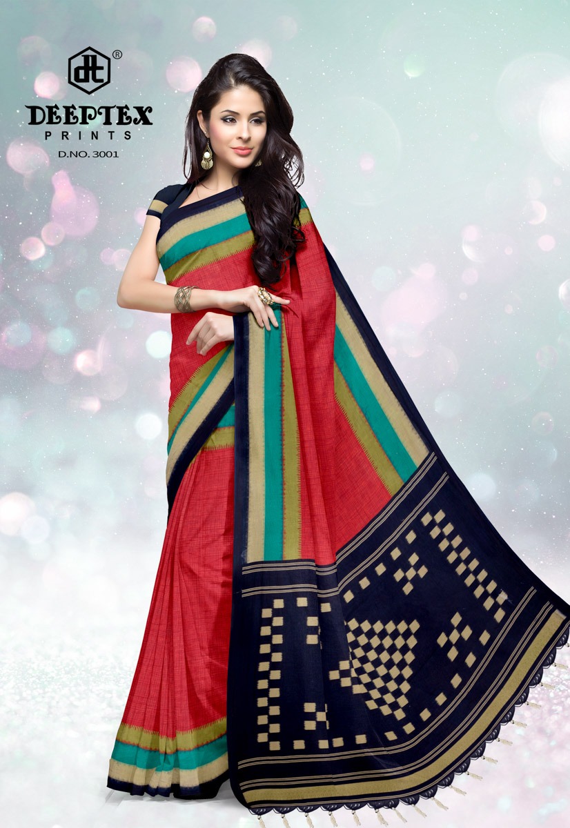 Deeptex Presents Ikkat Special 3 Pure Cotton Printed Saree