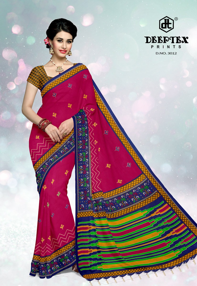 Deeptex Presents Ikkat Special 3 Pure Cotton Printed Saree