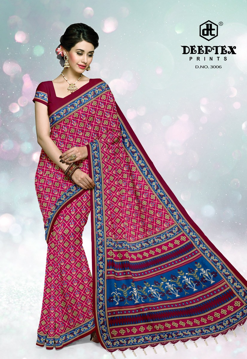 Deeptex Presents Ikkat Special 3 Pure Cotton Printed Saree