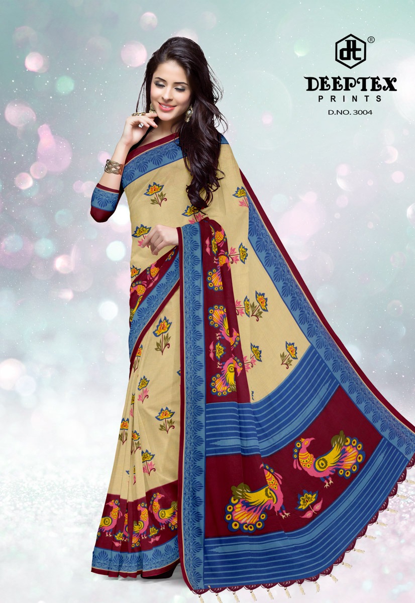 Deeptex Presents Ikkat Special 3 Pure Cotton Printed Saree