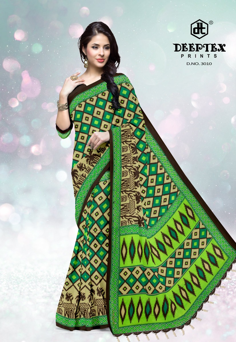 Deeptex Presents Ikkat Special 3 Pure Cotton Printed Saree