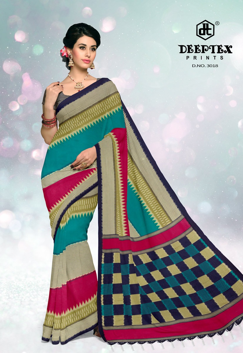 Deeptex Presents Ikkat Special 3 Pure Cotton Printed Saree