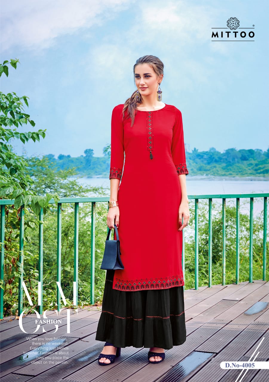 Mittoo Present Zoori  Catalogue Designer Kurtis With Sharara