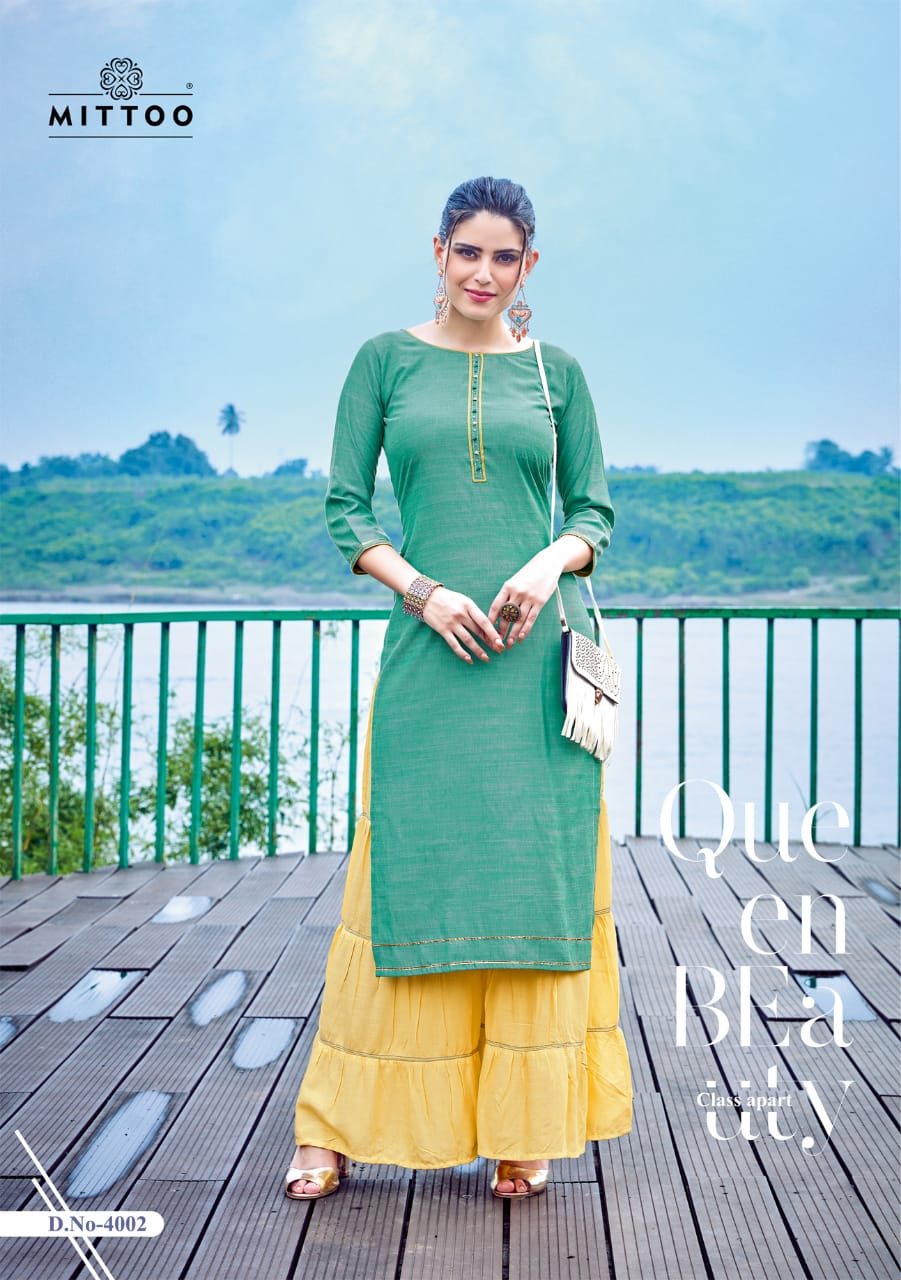 Mittoo Present Zoori  Catalogue Designer Kurtis With Sharara