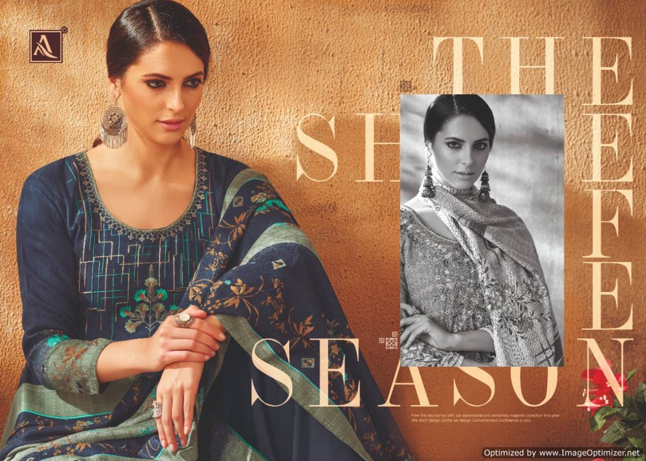 Alok  Present  Shireen Pure Pashmina Designer Dress Material
