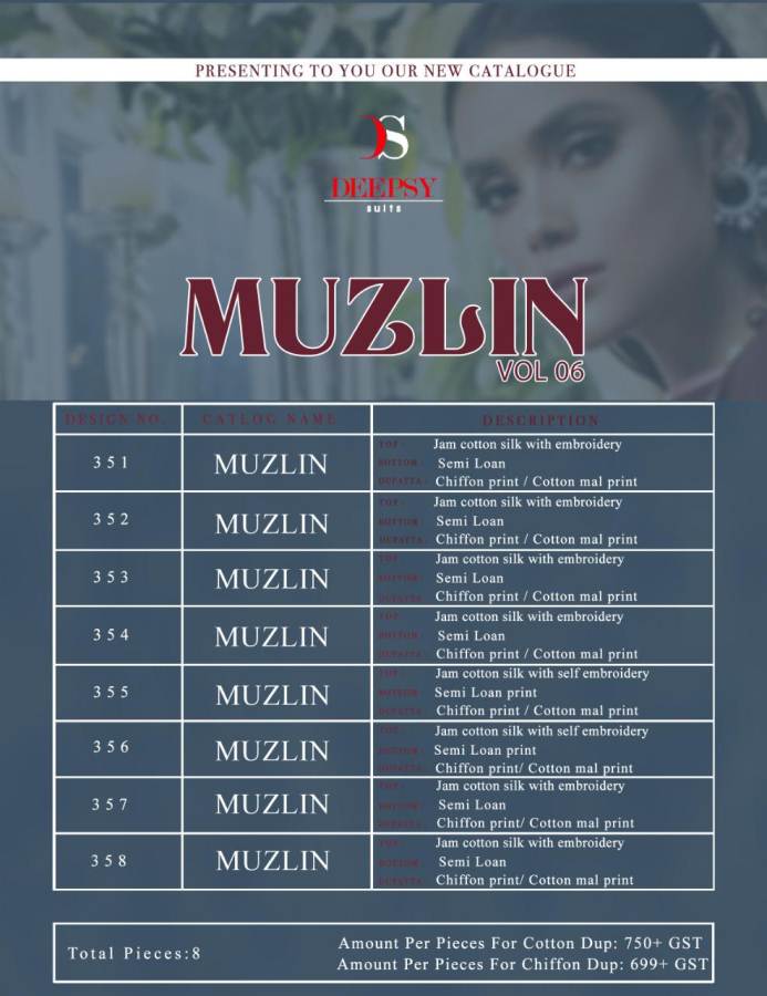 Deepsy By Muzlin Vol 6 Pakistani Salwar Suits Collection.
