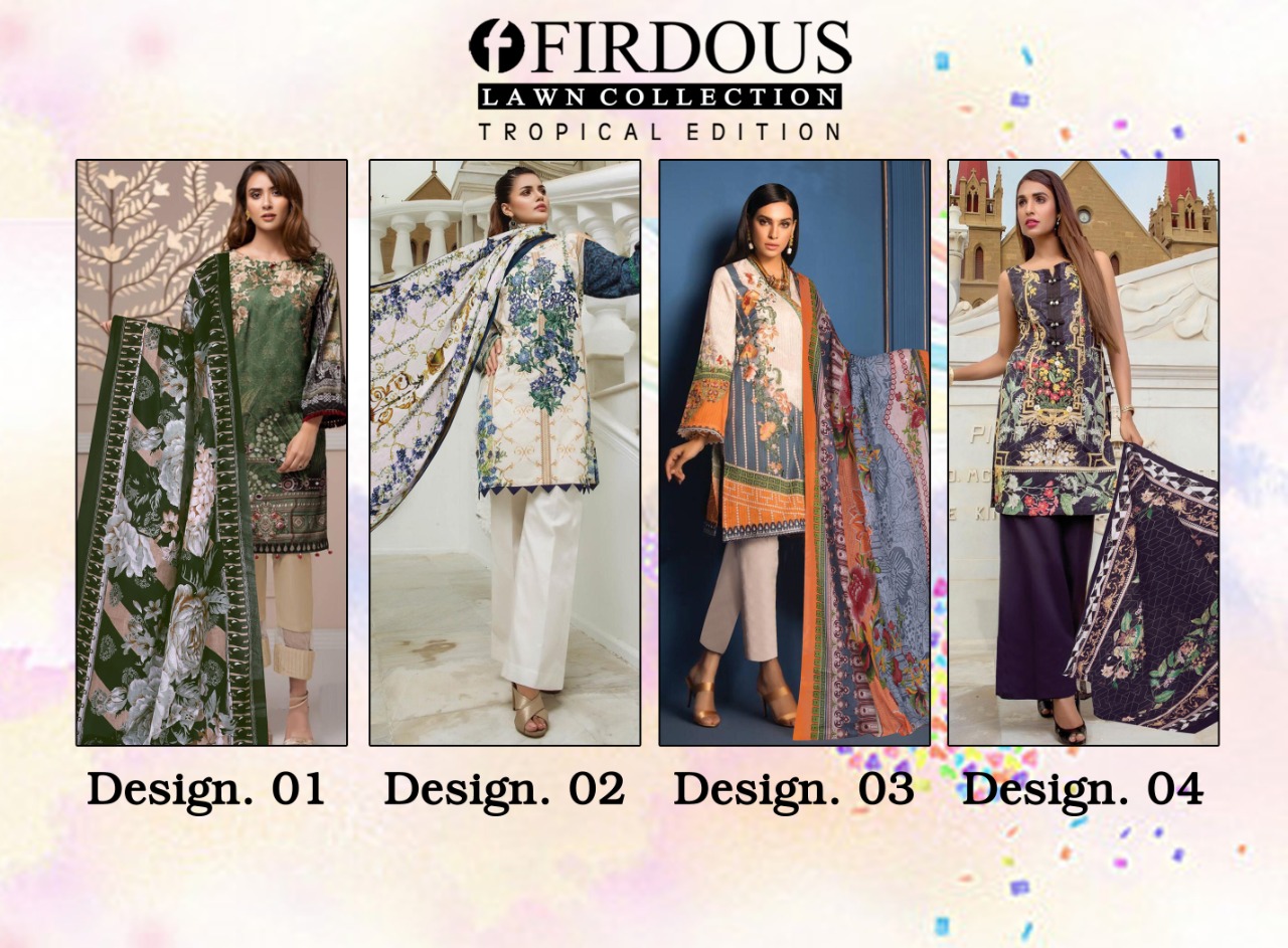 Firdous Tropical Lawn Collection Karachi Dress Material