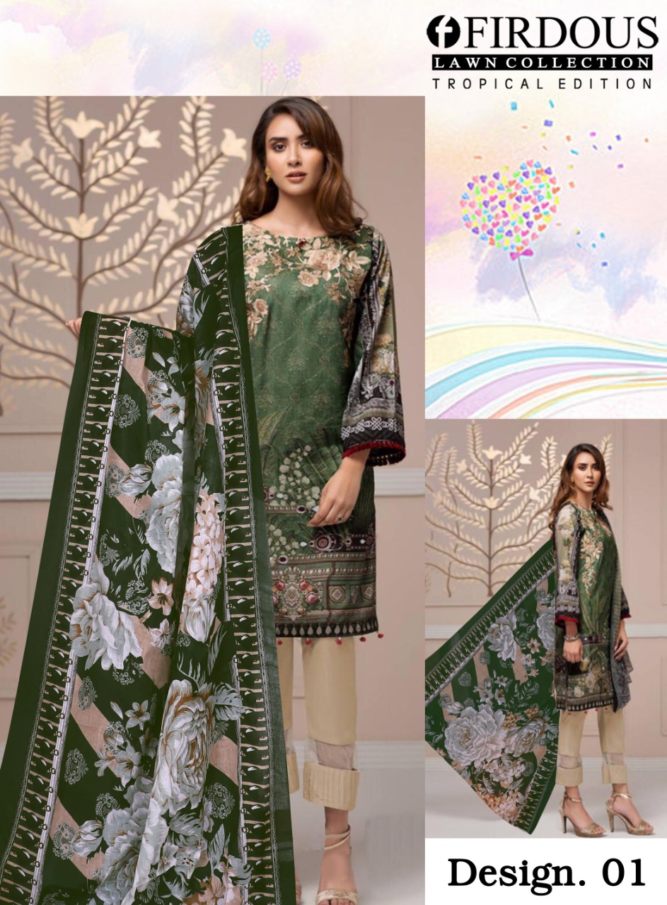 Firdous Tropical Lawn Collection Karachi Dress Material