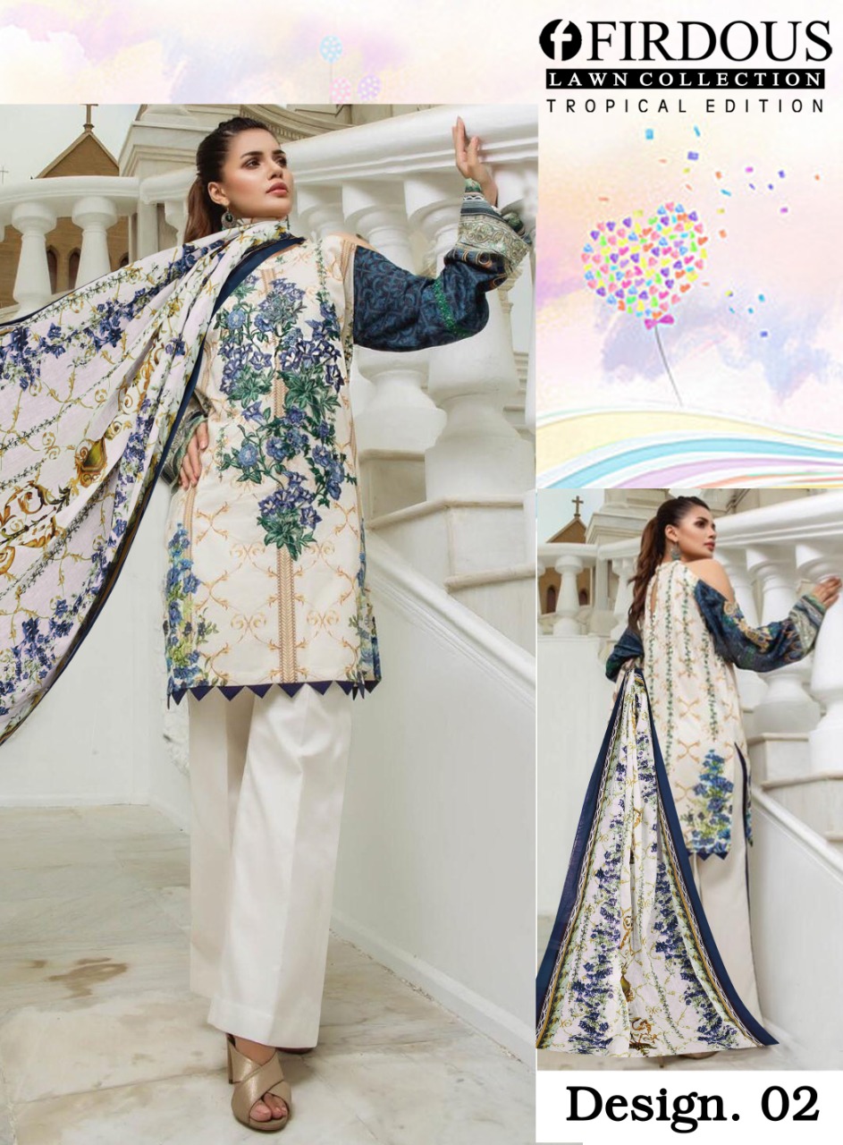 Firdous Tropical Lawn Collection Karachi Dress Material