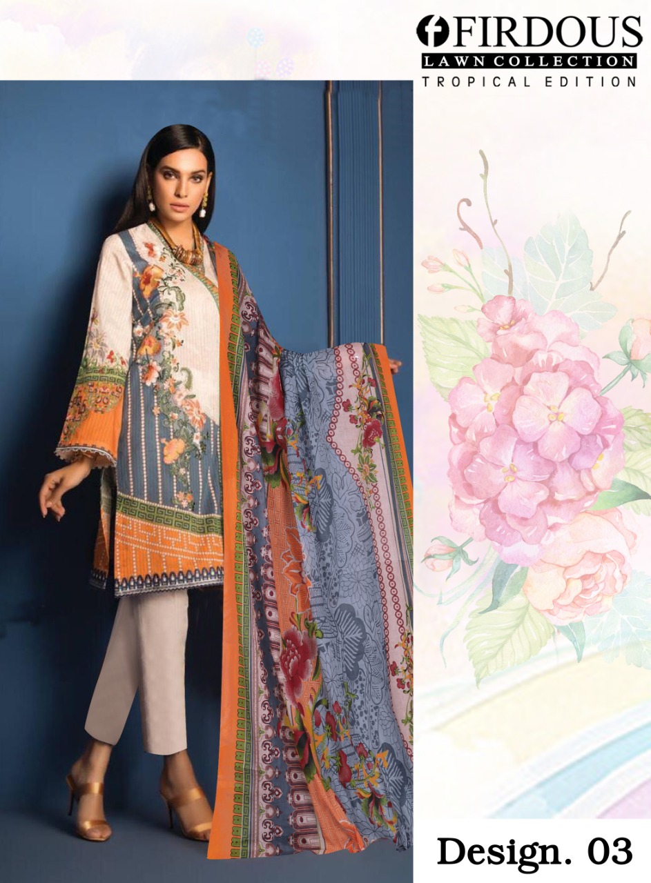 Firdous Tropical Lawn Collection Karachi Dress Material