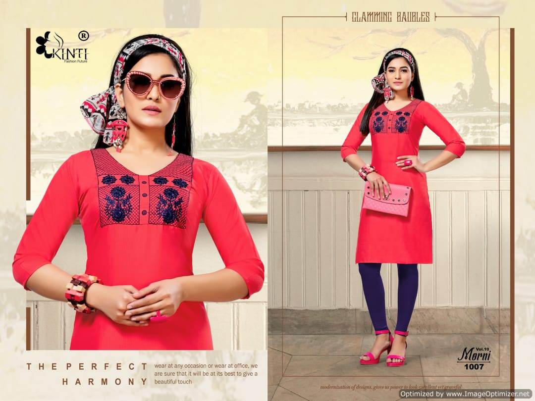 Kinti By Morni Vol 10 Embroidered Short Kurtis Catalogue