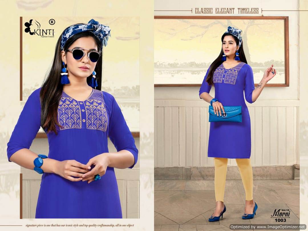 Kinti By Morni Vol 10 Embroidered Short Kurtis Catalogue