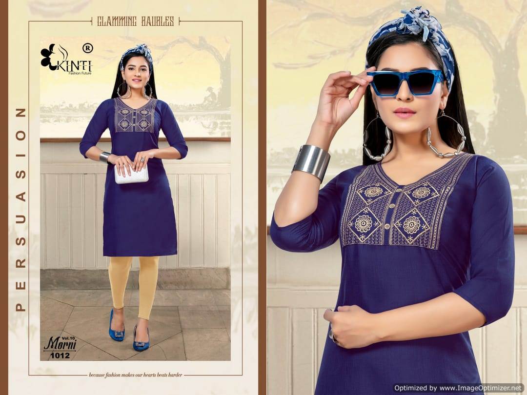 Kinti By Morni Vol 10 Embroidered Short Kurtis Catalogue