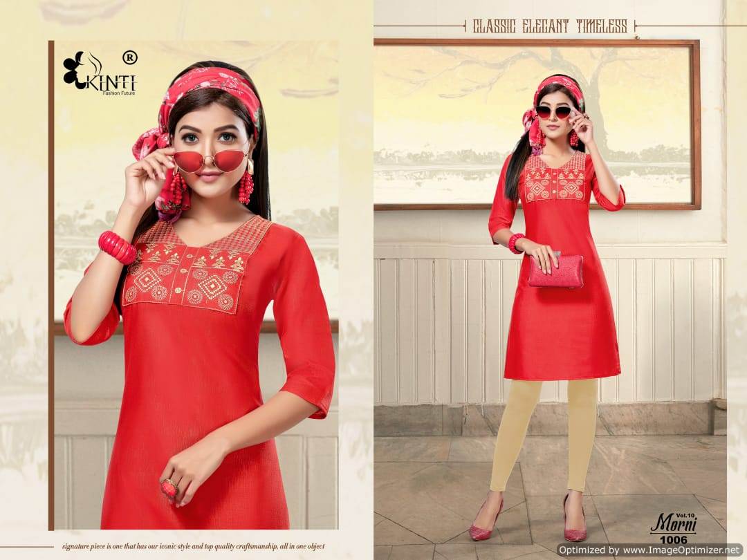 Kinti By Morni Vol 10 Embroidered Short Kurtis Catalogue