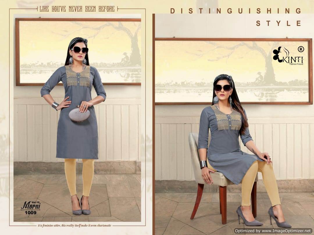 Kinti By Morni Vol 10 Embroidered Short Kurtis Catalogue
