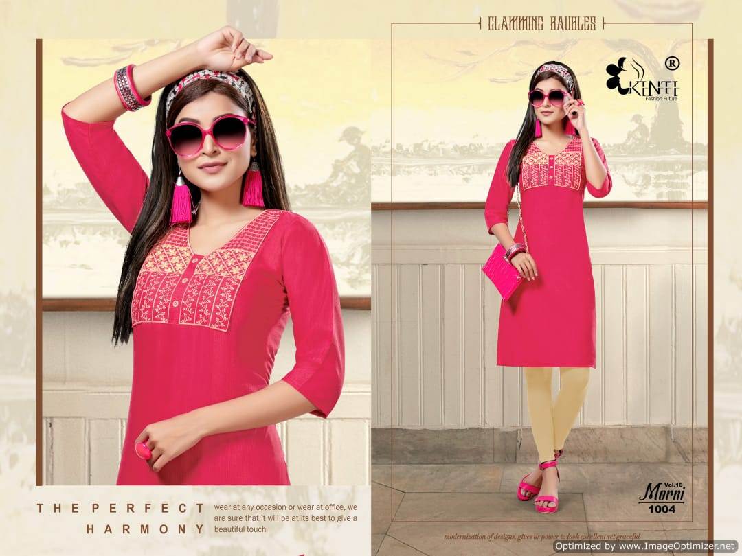 Kinti By Morni Vol 10 Embroidered Short Kurtis Catalogue