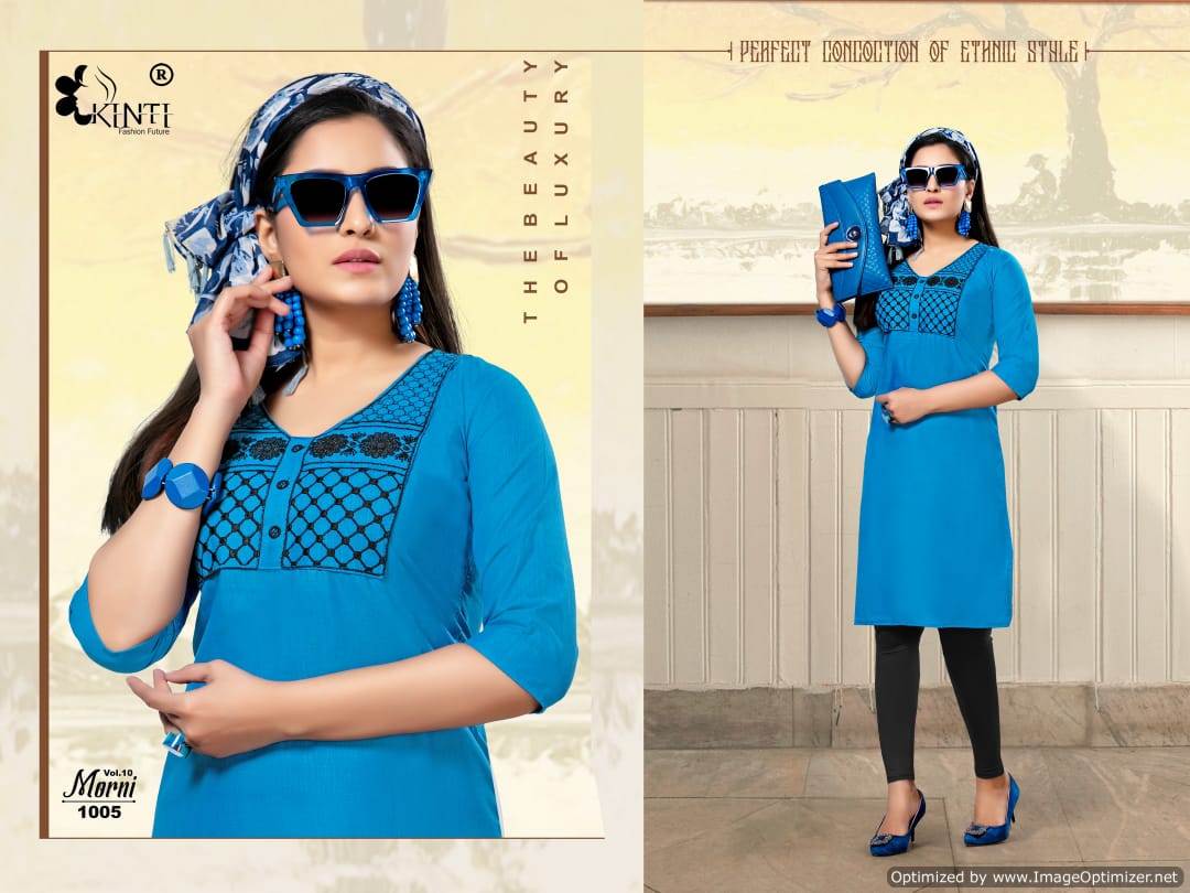 Kinti By Morni Vol 10 Embroidered Short Kurtis Catalogue