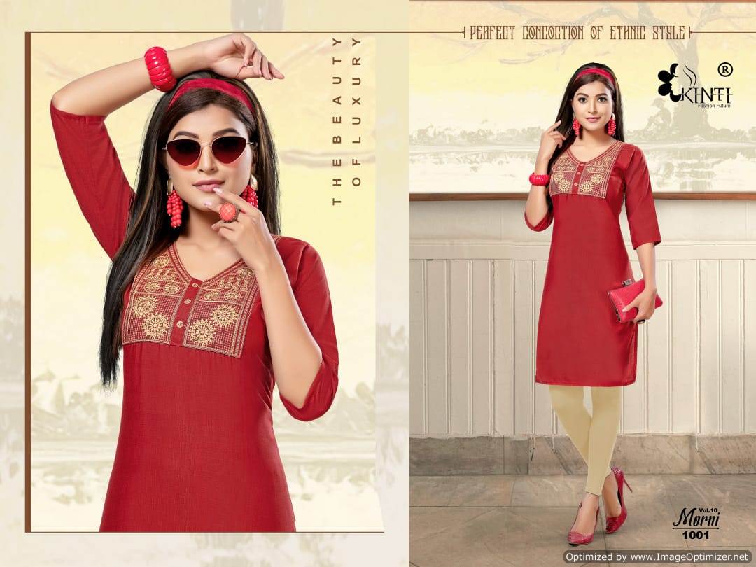Kinti By Morni Vol 10 Embroidered Short Kurtis Catalogue