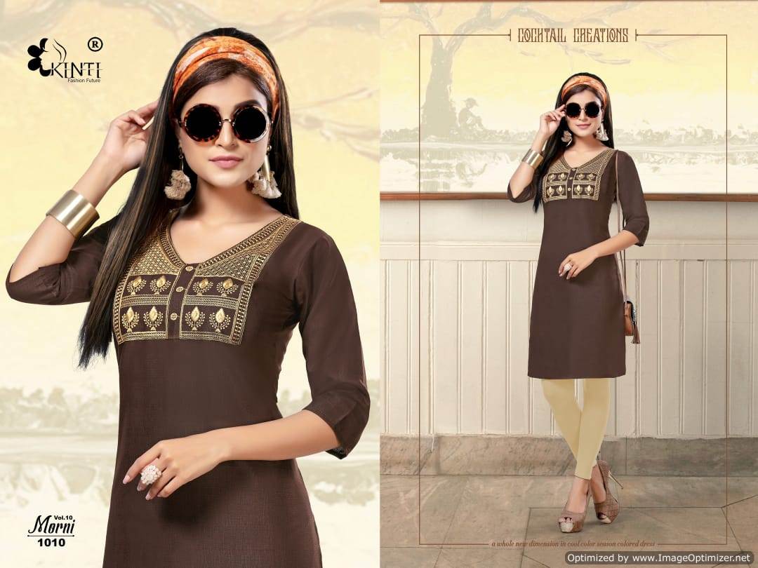 Kinti By Morni Vol 10 Embroidered Short Kurtis Catalogue
