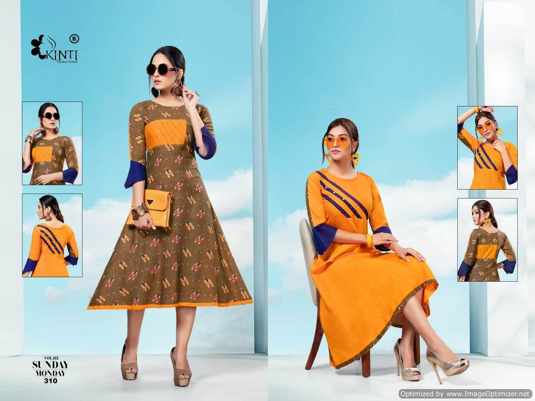 Kinti  By Sunday Monday Vol 3 Collection. 2 In 1 Kurti