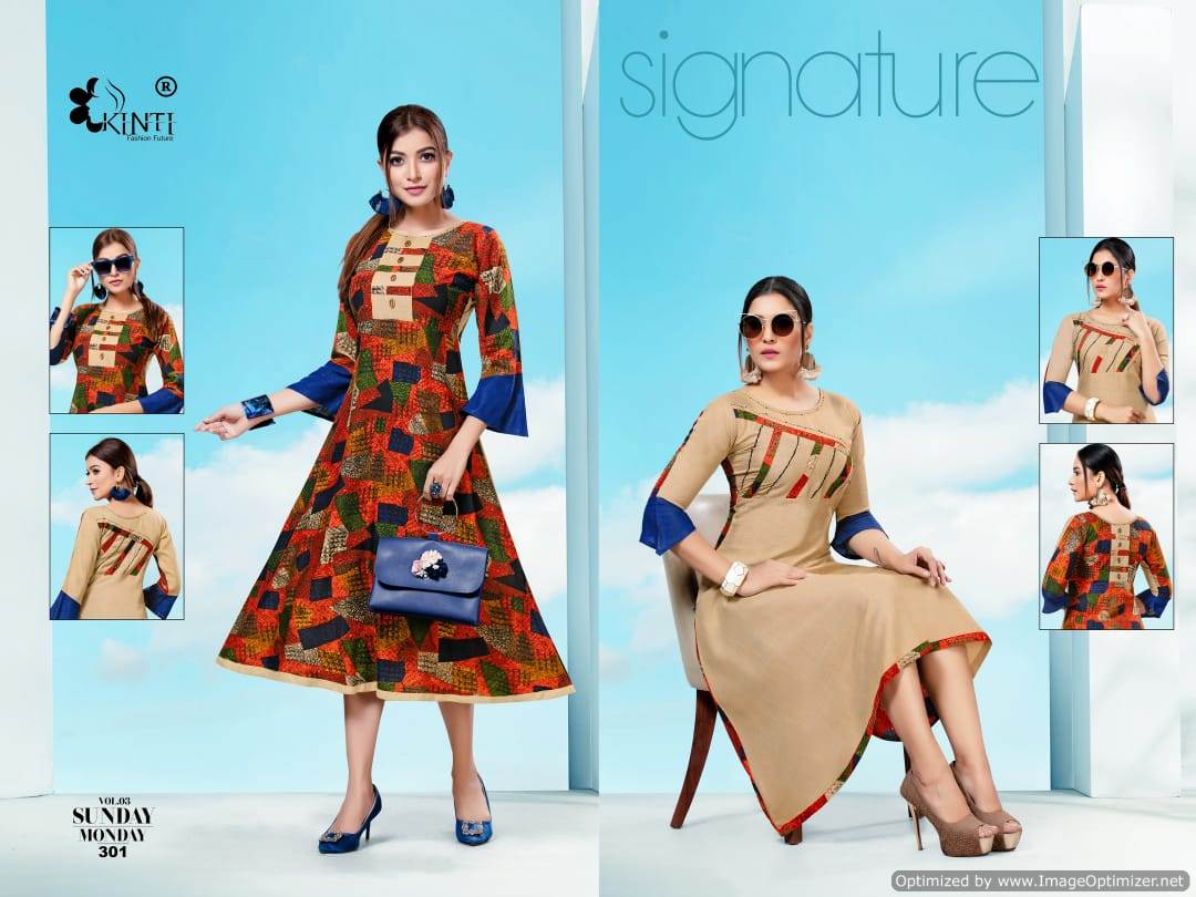 Kinti  By Sunday Monday Vol 3 Collection. 2 In 1 Kurti