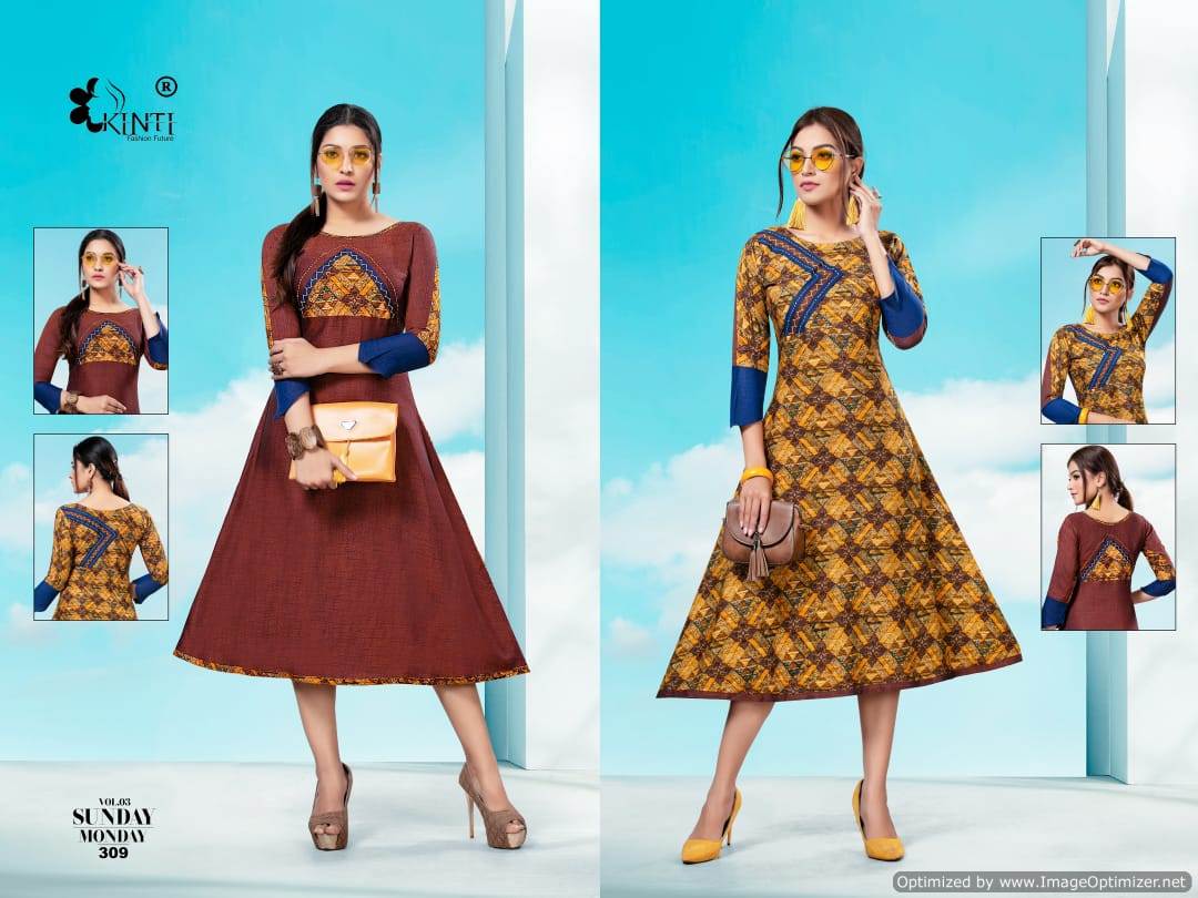 Kinti  By Sunday Monday Vol 3 Collection. 2 In 1 Kurti
