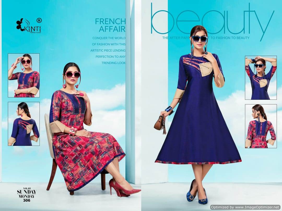 Kinti  By Sunday Monday Vol 3 Collection. 2 In 1 Kurti