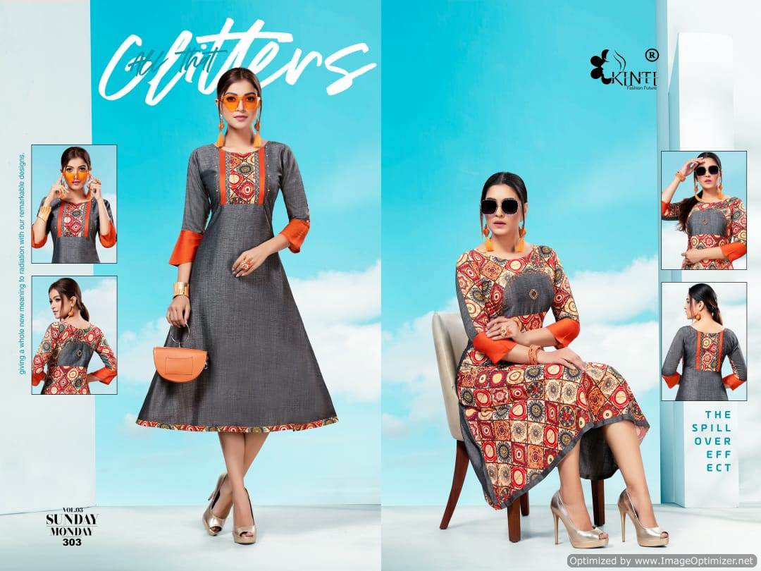 Kinti  By Sunday Monday Vol 3 Collection. 2 In 1 Kurti