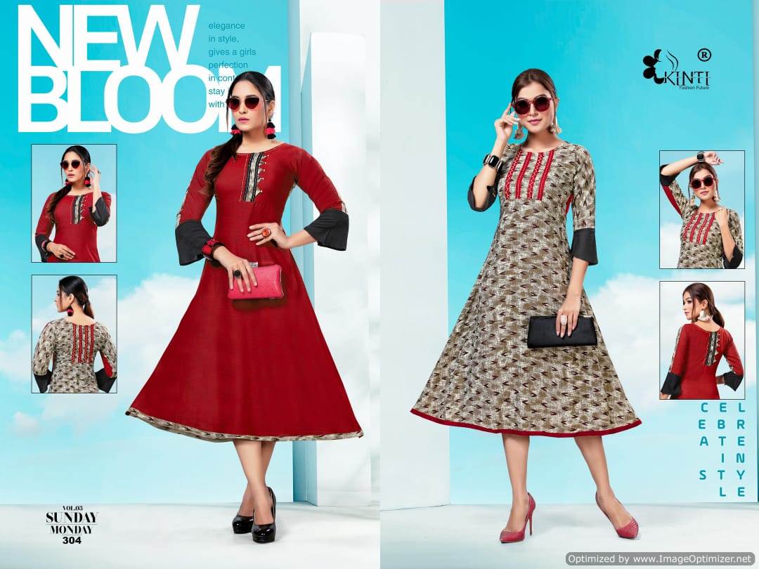 Kinti  By Sunday Monday Vol 3 Collection. 2 In 1 Kurti