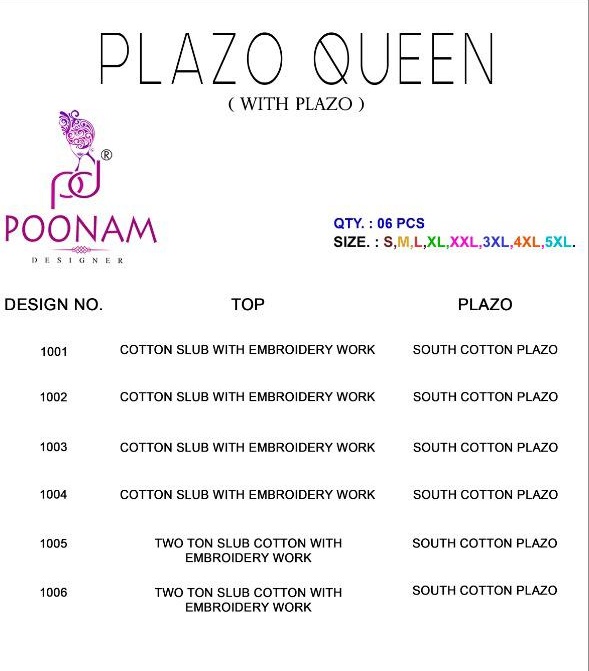 Poonam Present Plazo Queen Kurtis Catalogue