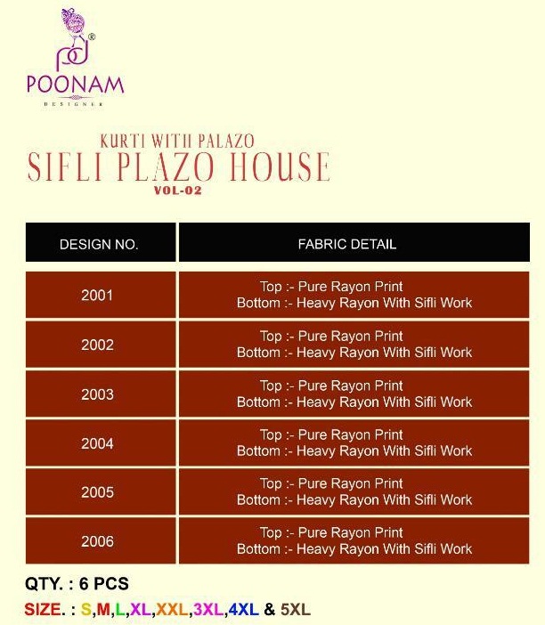 Poonam Present Sifli Plazo House Vol 2 Kurtis Catalogue