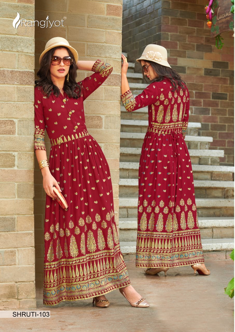 Rangjyot Present Shruti Vol 1 Party Wear Long Gown Collection.