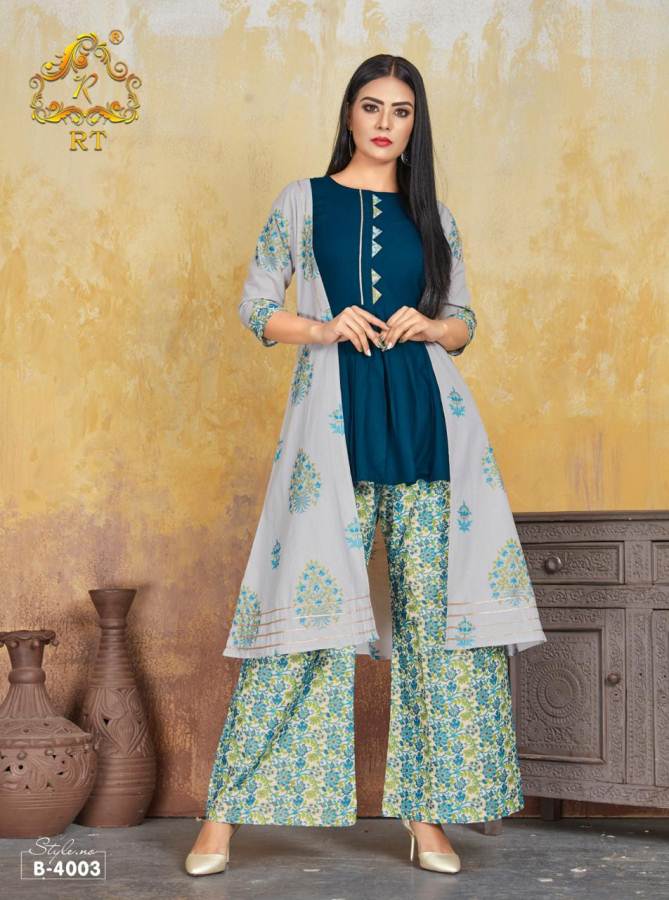 Rt  By Glitter Designer Kurti With Shrug And Bottom Concept Collection