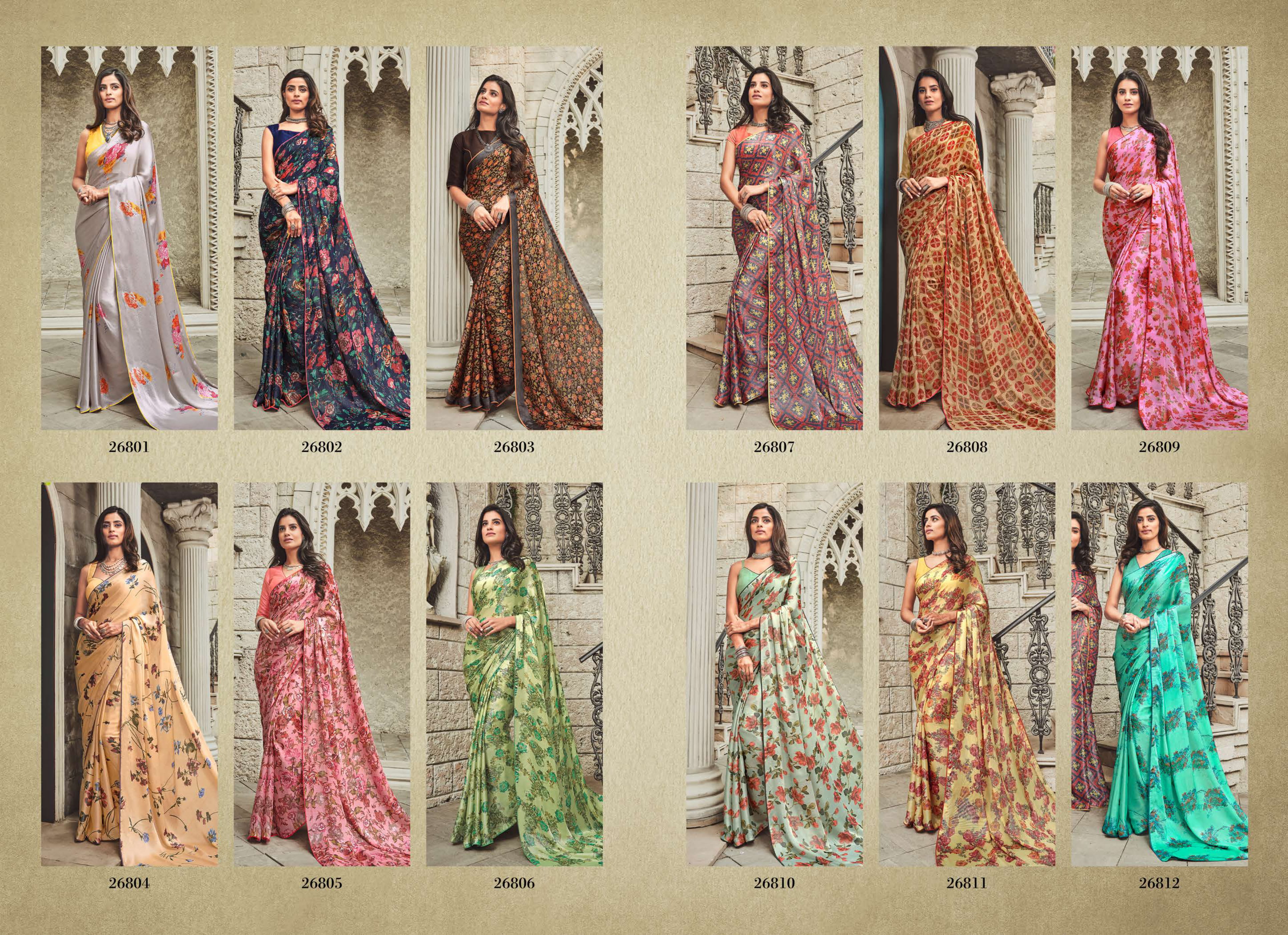 Sanskar By Srushti Chiffon Printed Sarees Catalogue