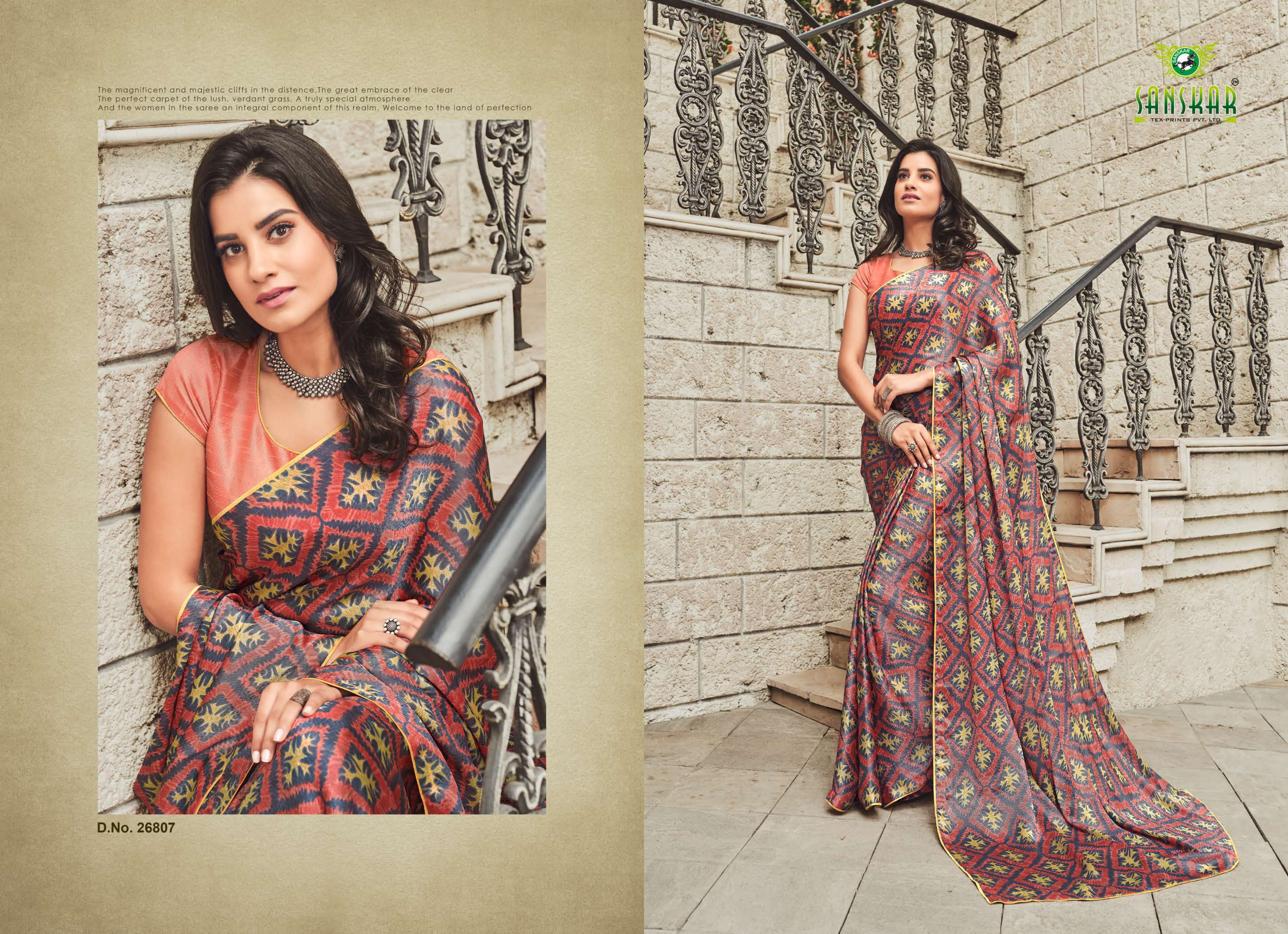 Sanskar By Srushti Chiffon Printed Sarees Catalogue