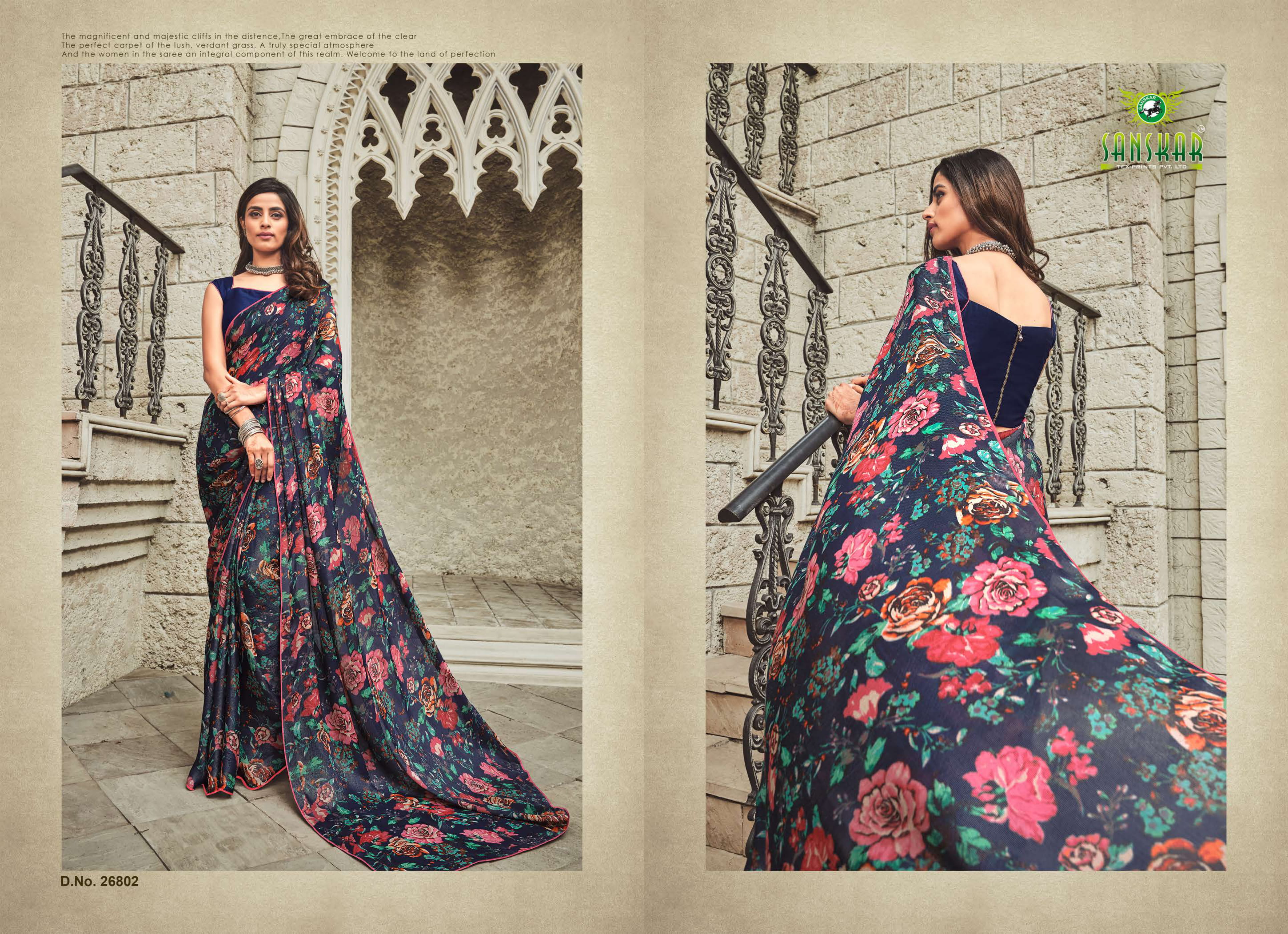 Sanskar By Srushti Chiffon Printed Sarees Catalogue