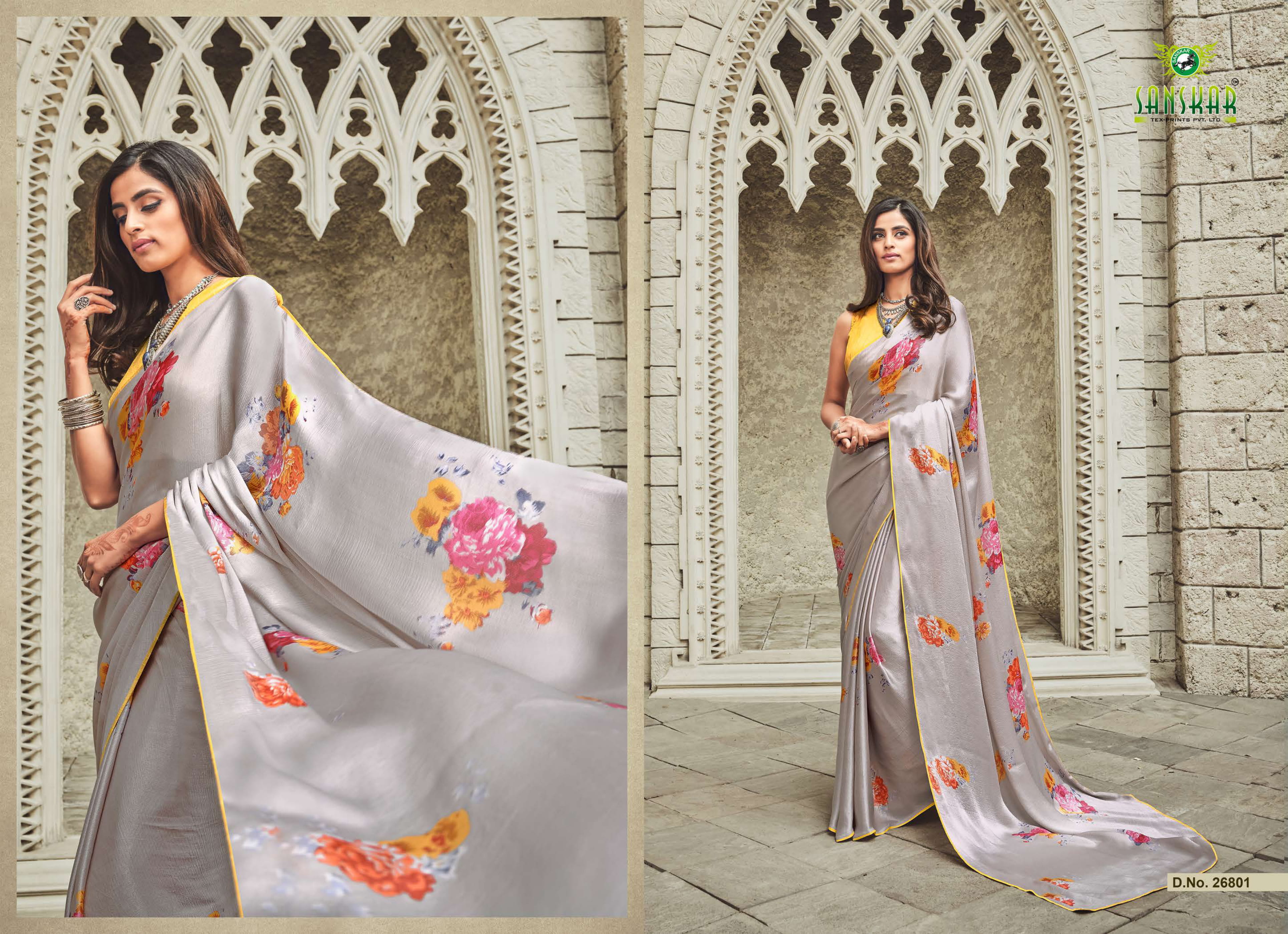 Sanskar By Srushti Chiffon Printed Sarees Catalogue