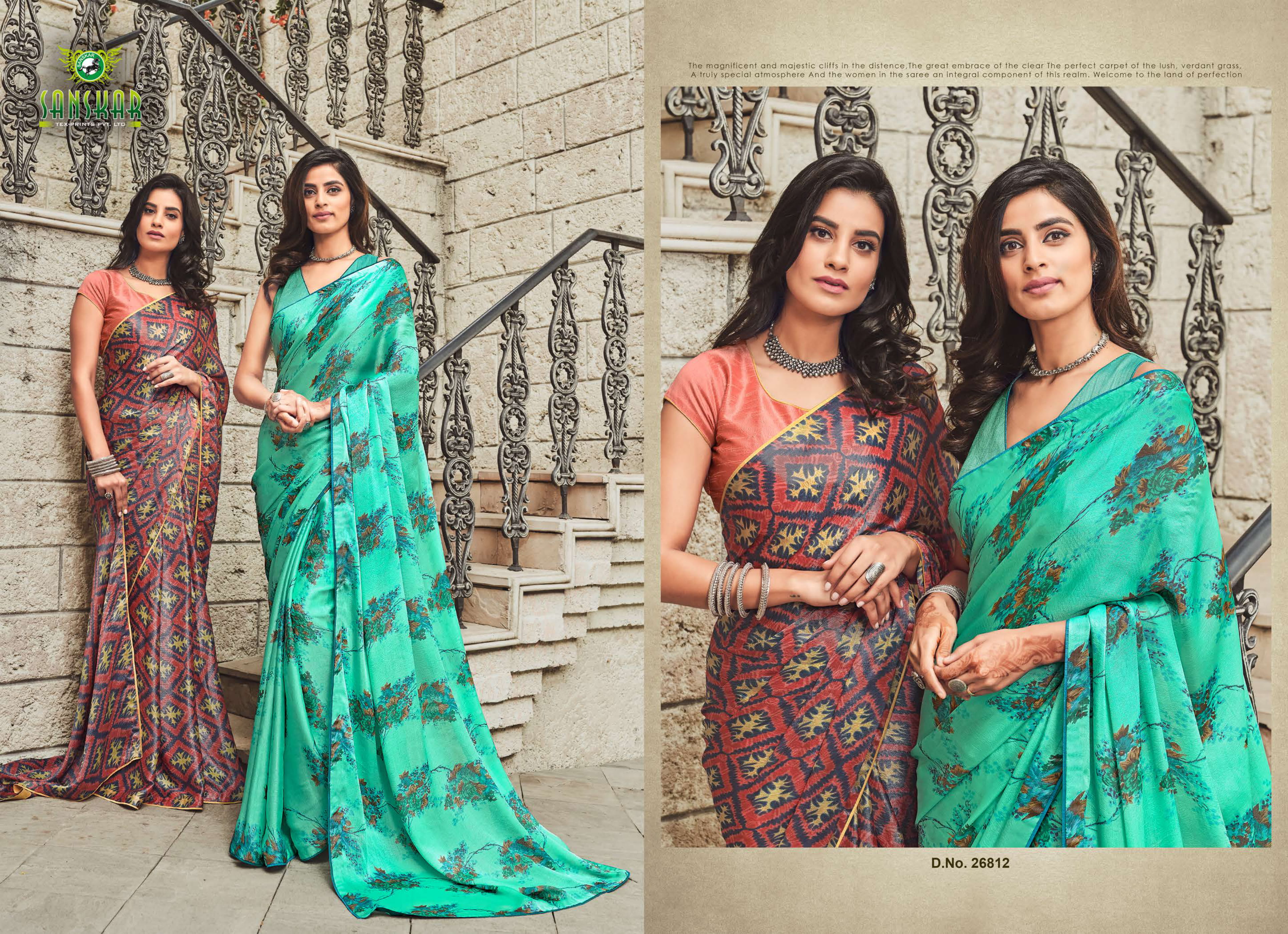 Sanskar By Srushti Chiffon Printed Sarees Catalogue