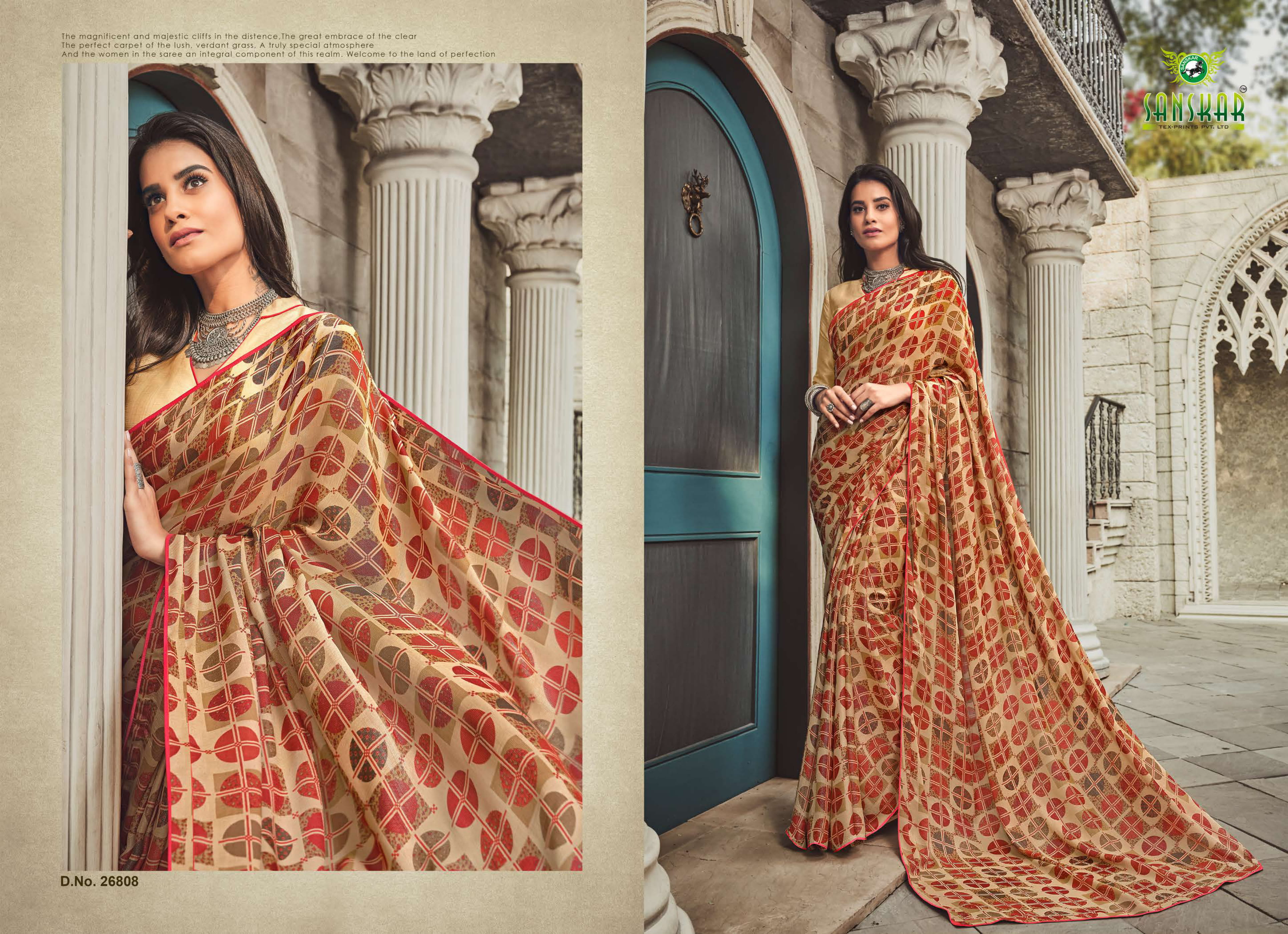 Sanskar By Srushti Chiffon Printed Sarees Catalogue