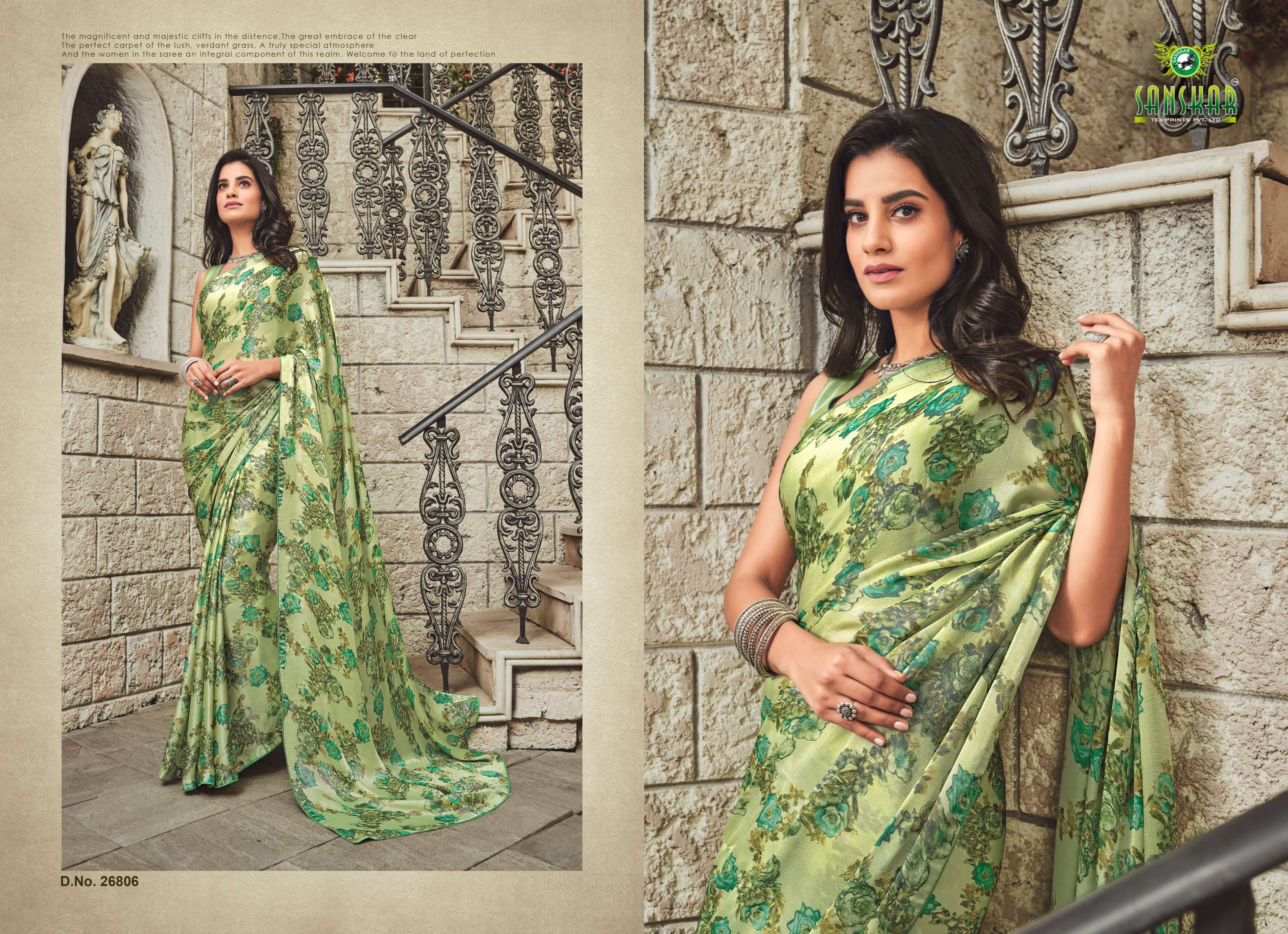 Sanskar By Srushti Chiffon Printed Sarees Catalogue