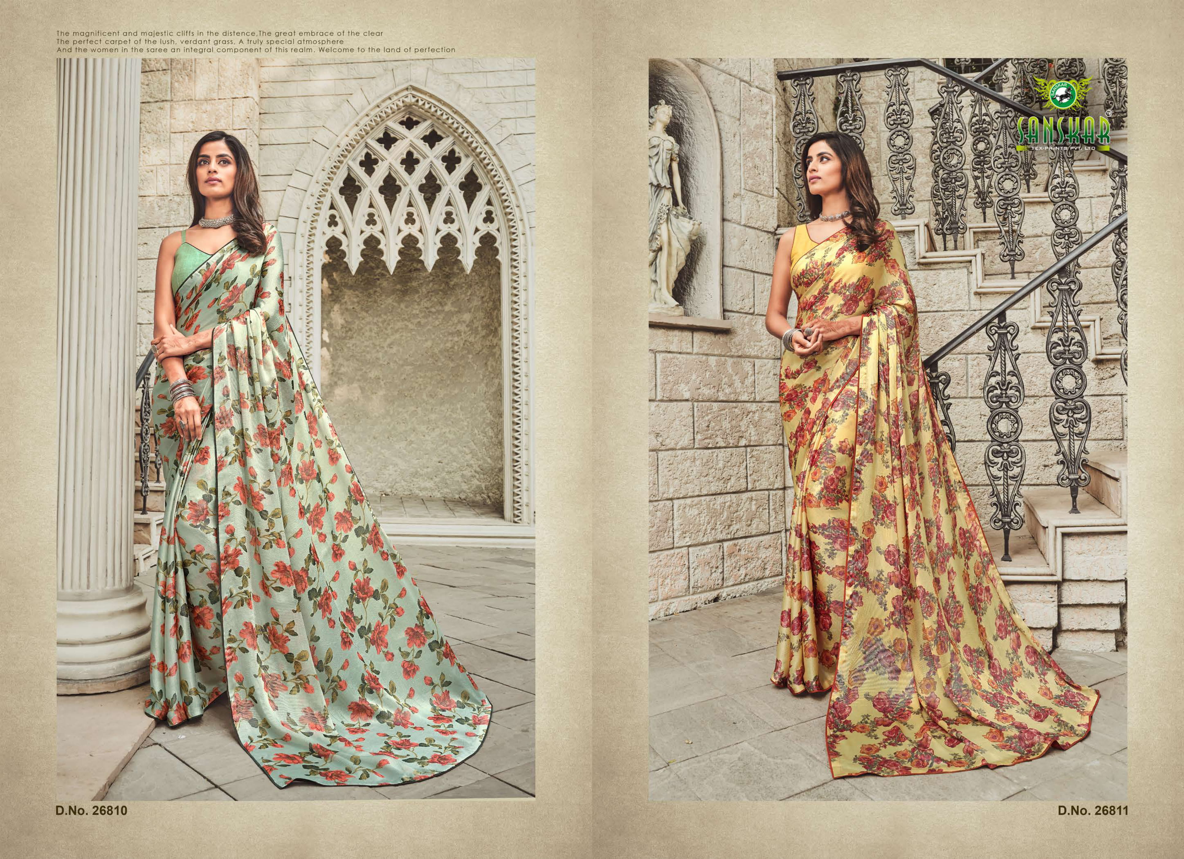Sanskar By Srushti Chiffon Printed Sarees Catalogue
